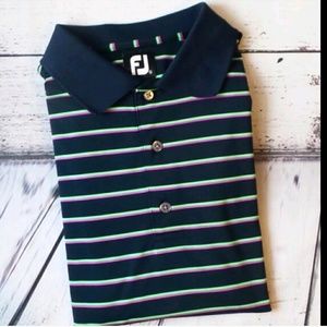 Footjoy FJ Golf Striped Polo Shirt XL Blue Purple